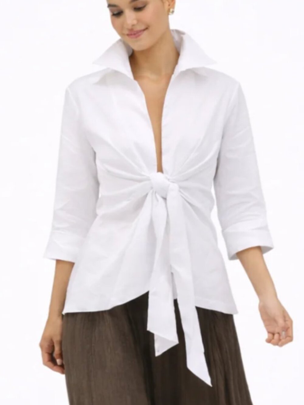Dawn Bacchus Linen Tie Front Rebecca Wrap Jacket Top